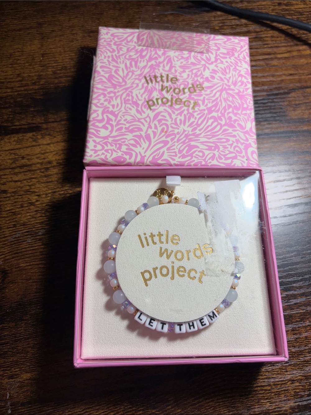 Little Words Project LET THEM Beaded Bracelet in White & Lavender